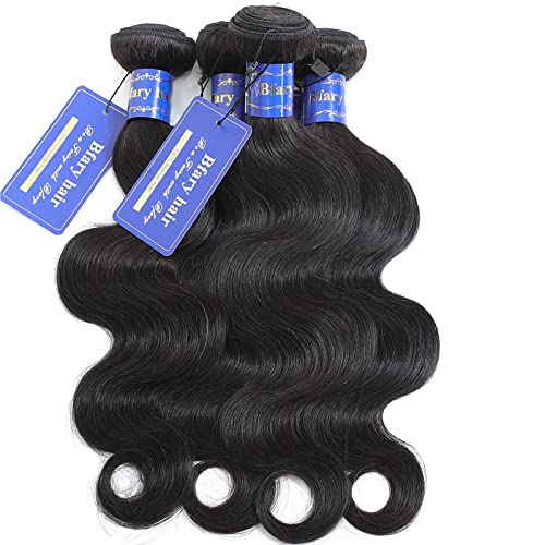 Bfary 100% Human Hair Extensions - 4 Bundles Body Wave 8A Grade Natural Black Hair for Black Women | Perfect for Styling, Weaving & Protective Hairstyles