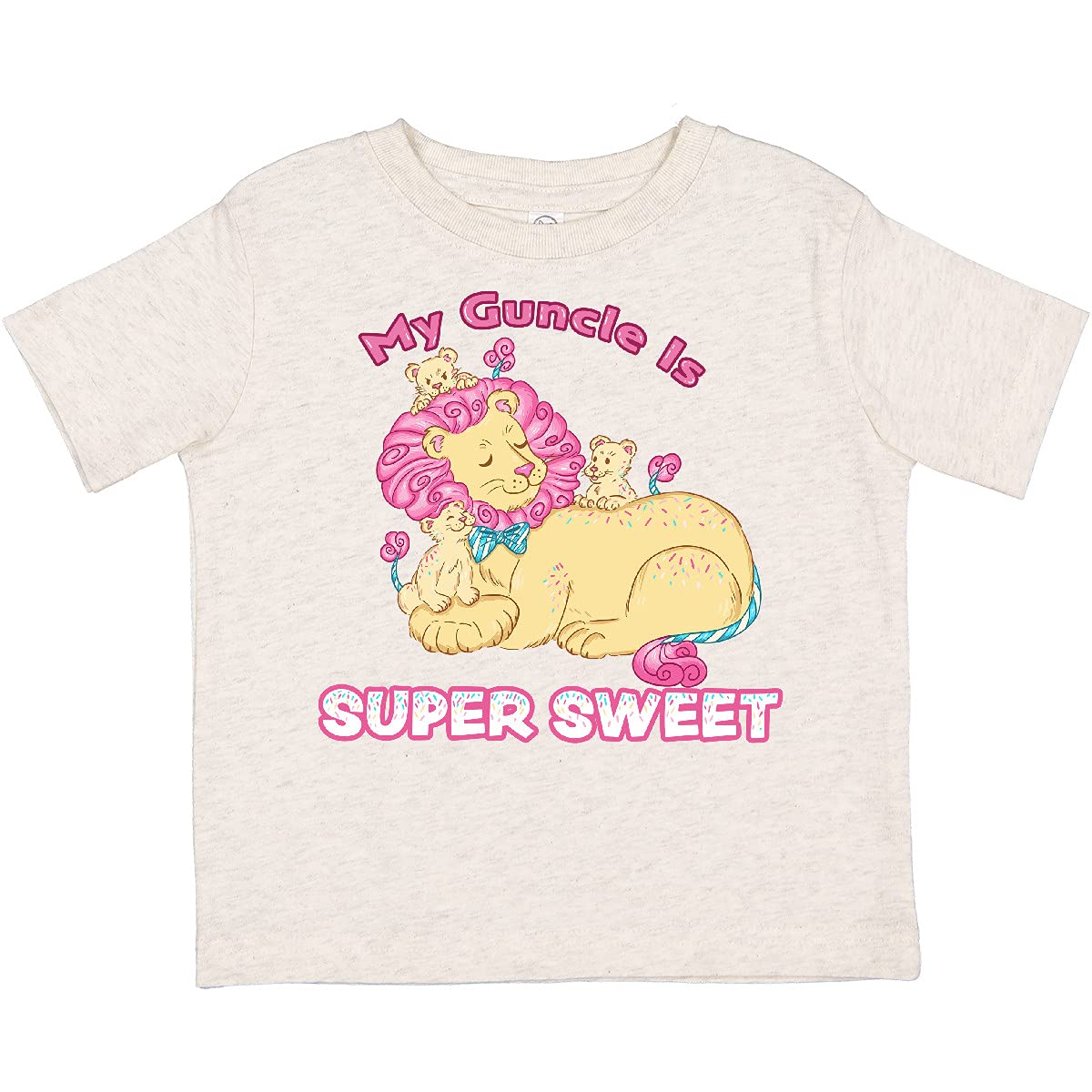 Inktastic My Guncle is Super Sweet Cotton Candy Lions Toddler T-Shirt - Pink Cute Graphic Tee for Kids, Nieces & Nephews - Perfect for Family Gatherings, Birthday Gifts & Casual Wear