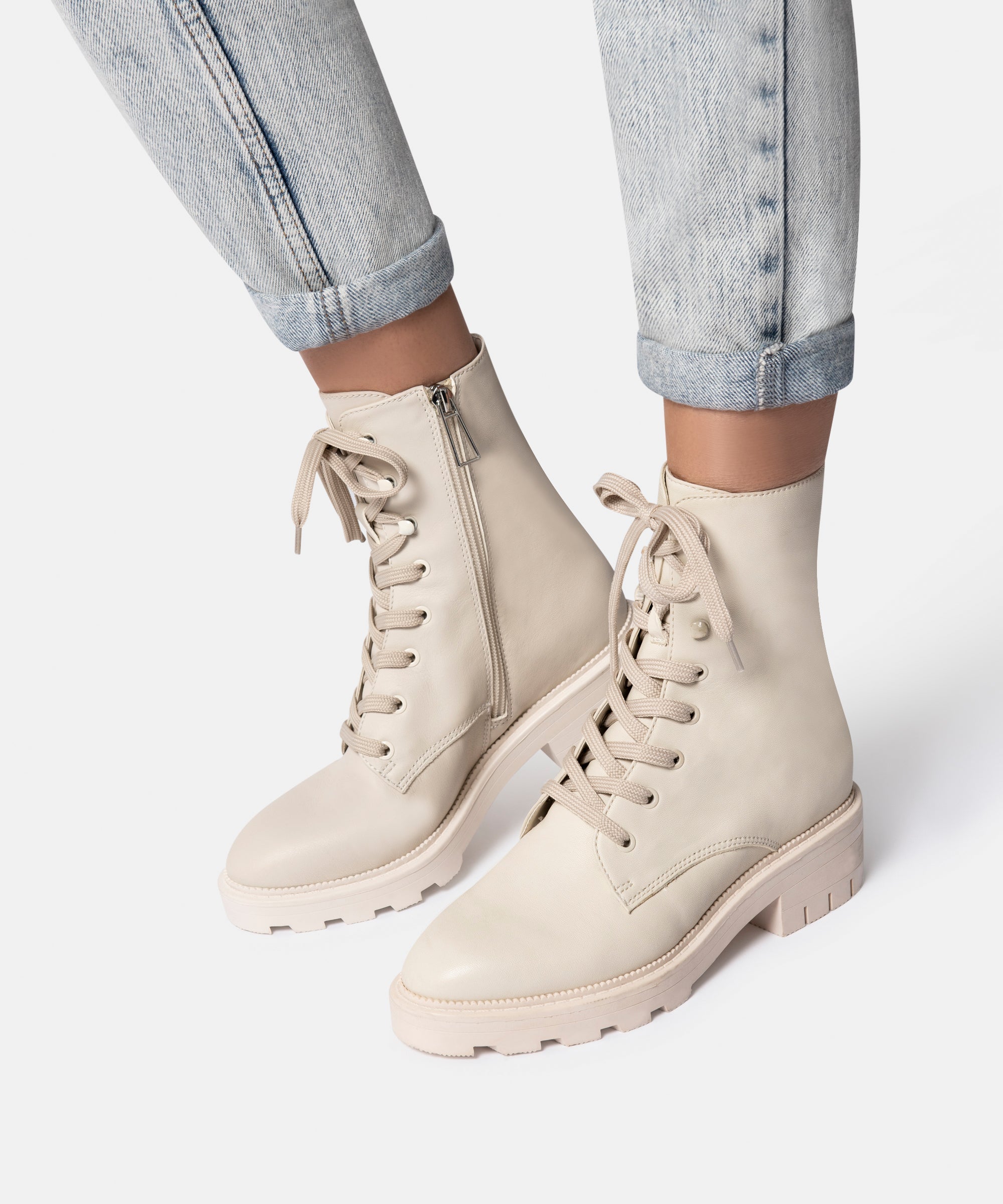 LOTTIE BOOTS IVORY LEATHER Women's Fashion Ankle Boots - Comfortable & Stylish for Fall/Winter Outfits | Perfect for Casual Wear, Office & Date Nights