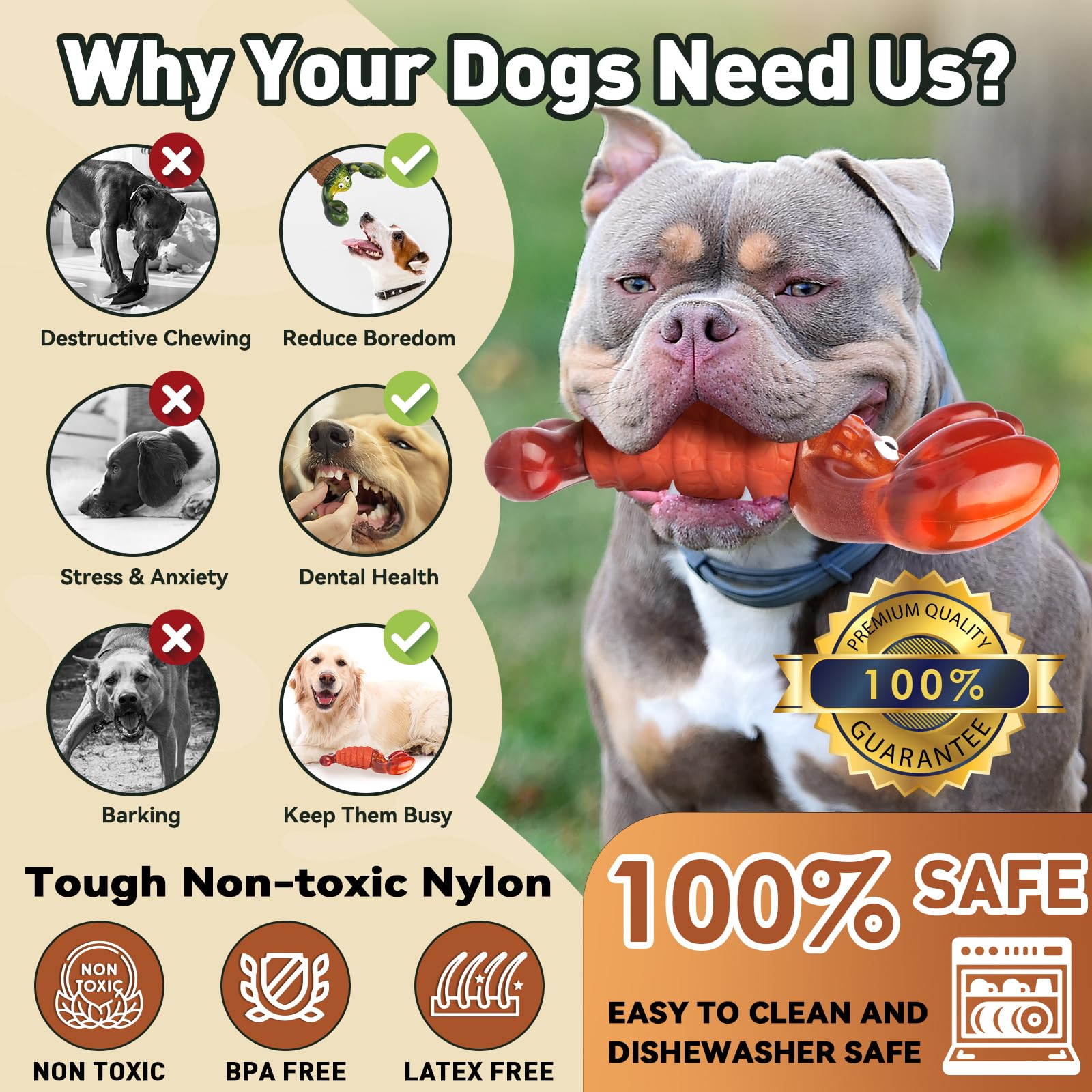 **Durable Indestructible Dog Chew Toys for Aggressive Chewers - Large & Medium Dogs, Interactive Squeaky Toys to Keep Pets Busy & Entertained (Red) - Perfect for Playtime, Training & Anxiety Relief**