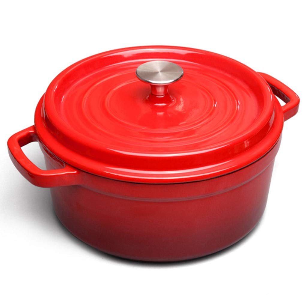 Premium Enameled Cast Iron Dutch Oven - 22cm Red Stockpot for Cooking, Stewing & Simmering | Perfect for Soups, Stews, Baby Food & Family Meals | Stovetop & Oven Safe Pot for Home & Party Cooking