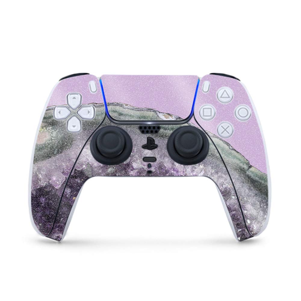 MightySkins Glossy Glitter Gaming Skin for PS5 Controller - Amethyst Agate | Durable High-Gloss Protective Cover | Easy to Apply & Remove | Made in USA | Perfect for Gaming, Streaming & Customizing Your Playstation 5 Controller