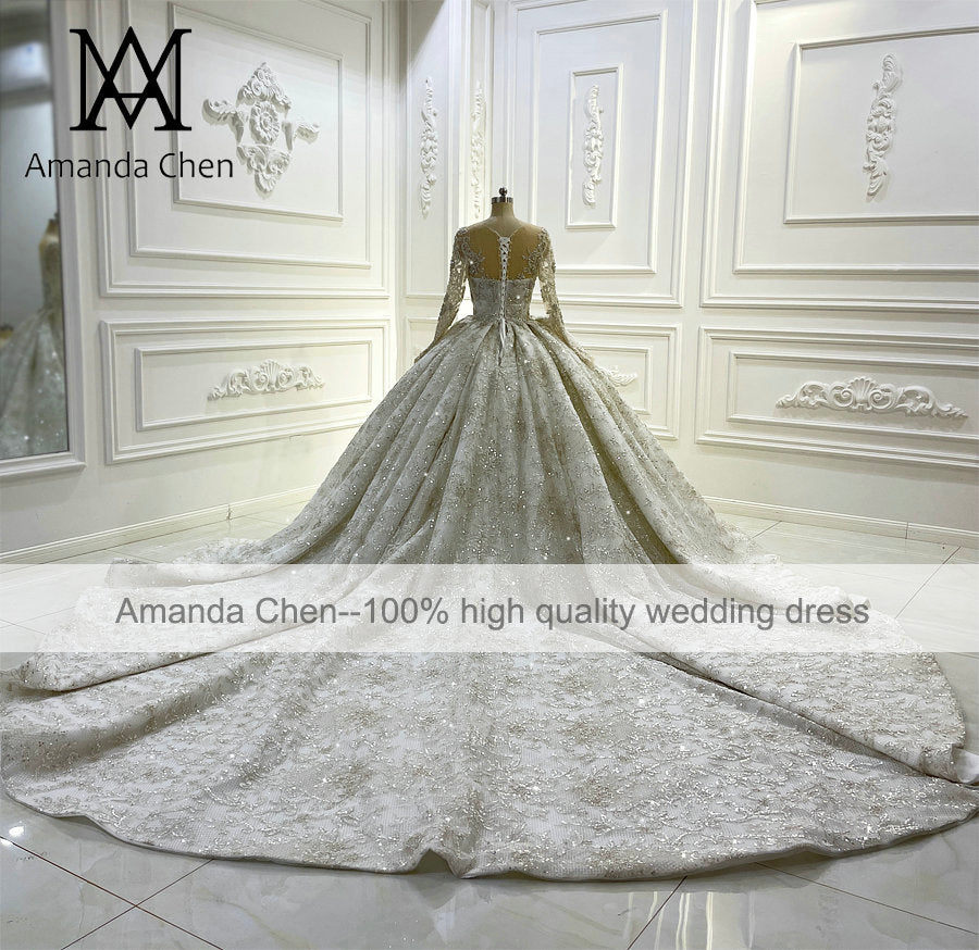 Elegant Long Sleeve Lace Wedding Dress AM1147 - Perfect for Bridal Ceremony, Church Wedding & Formal Occasions