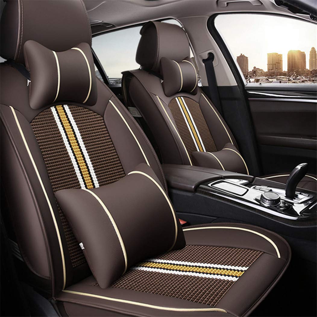 SureMart Premium Leatherette Car Seat Covers for Ford Fiesta - Airbag Compatible, 2-Piece Set in Coffee Brown, Ideal for Daily Commutes and Road Trips