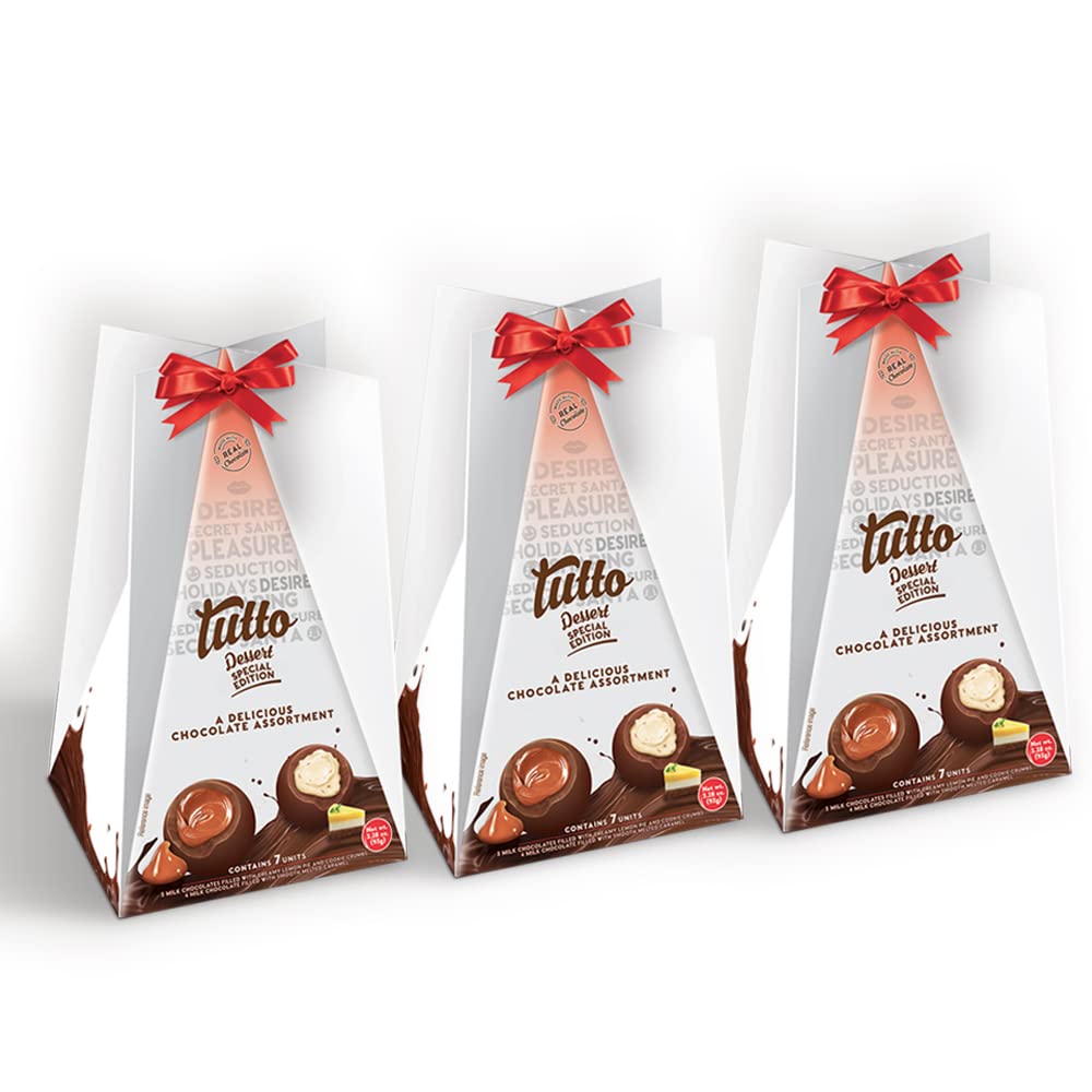 Premium Milk Chocolates with Crunchy Almond & Creamy Caramel Filling - Valentine's Day Gift Box (7 Pcs) | 3.28oz Triangle Packaging (3-Pack) | Perfect for Romantic Gifts, Anniversary Surprises & Sweet Treats