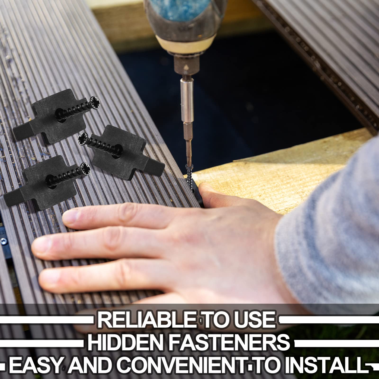120 Pack Hidden Fasteners Nylon Clips for Deck Fastening | Composite Decking Fasteners with Metal Deck Screws | Durable Nylon Plastic T Clips for Deck Boards | Perfect for DIY Deck Construction & Outdoor Wooden Floor Installation