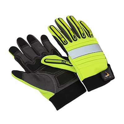Shock Grip Impact Resistant Work Gloves - High Visibility Lime Safety Gloves, 2XL (2 Pairs) - Perfect for Construction, Warehouse, and Heavy Duty Work