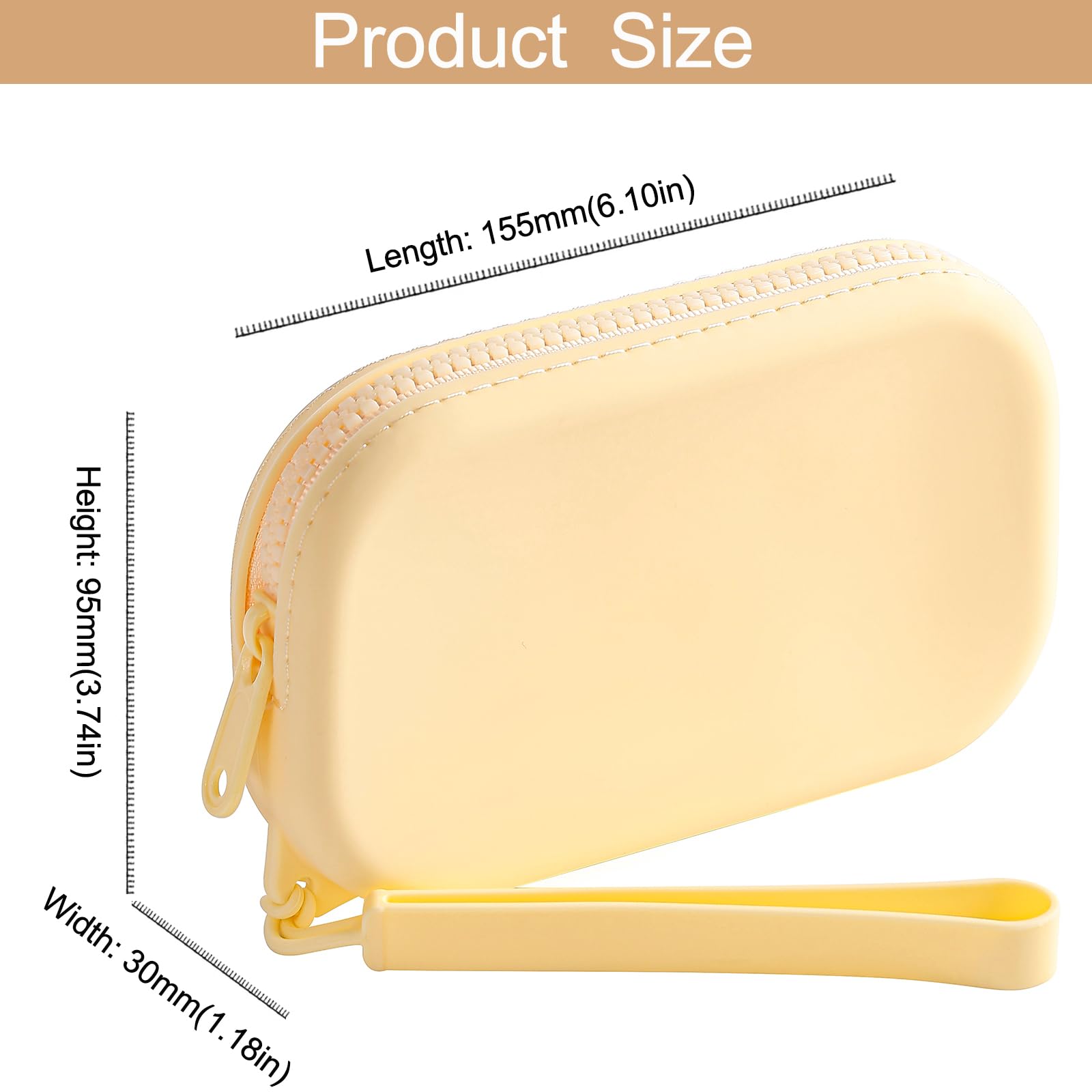 Portable Silicone Makeup Bag for Women - Small Waterproof Travel Toiletry Cosmetic Organizer with Zipper Closure & Handle (Yellow) - Perfect for Gym, Beach, Camping & Daily Essentials Storage