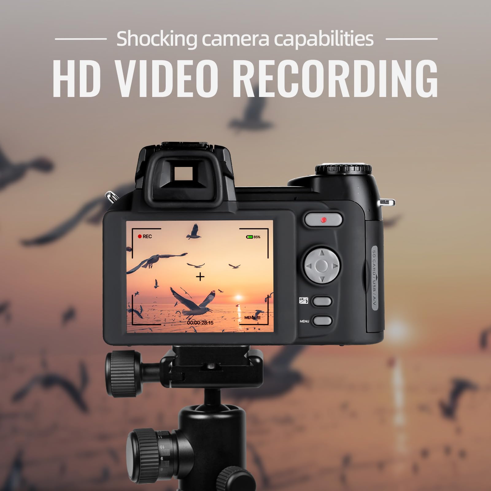NBD -PT 33MP DSLR Camera with 24X Telephoto Lens & 0.5X Wide Angle Lens - 1080P HD Vlogging Camera with LED Light - Best Beginner DSLR for Travel, YouTube & Photography Enthusiasts