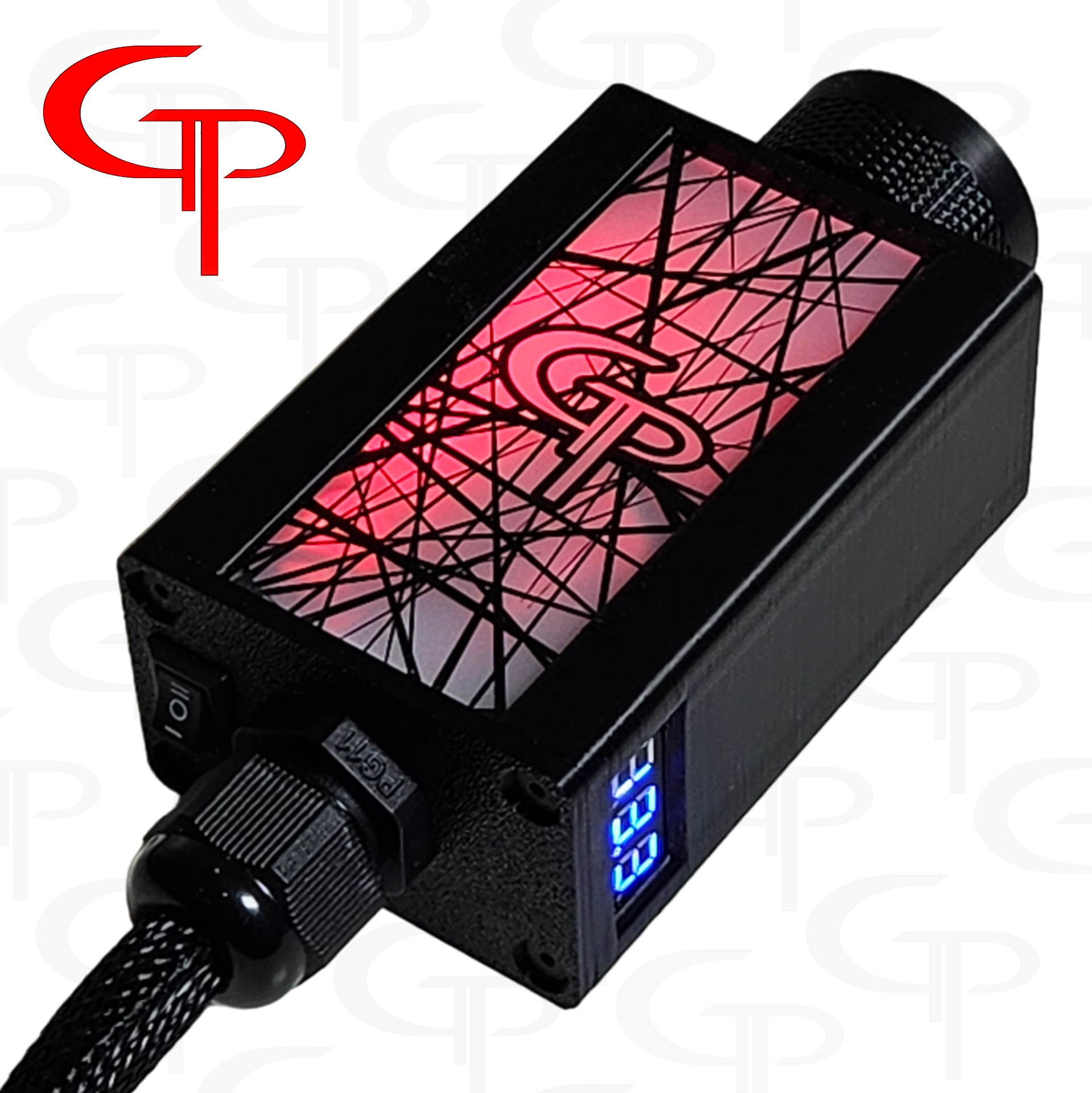 GP Large Industrial Rave RGB LED Bass Knob with Volt Meter - Car Audio Control for Amplifiers & Subwoofers - Perfect for DJs, Car Enthusiasts & Sound Systems