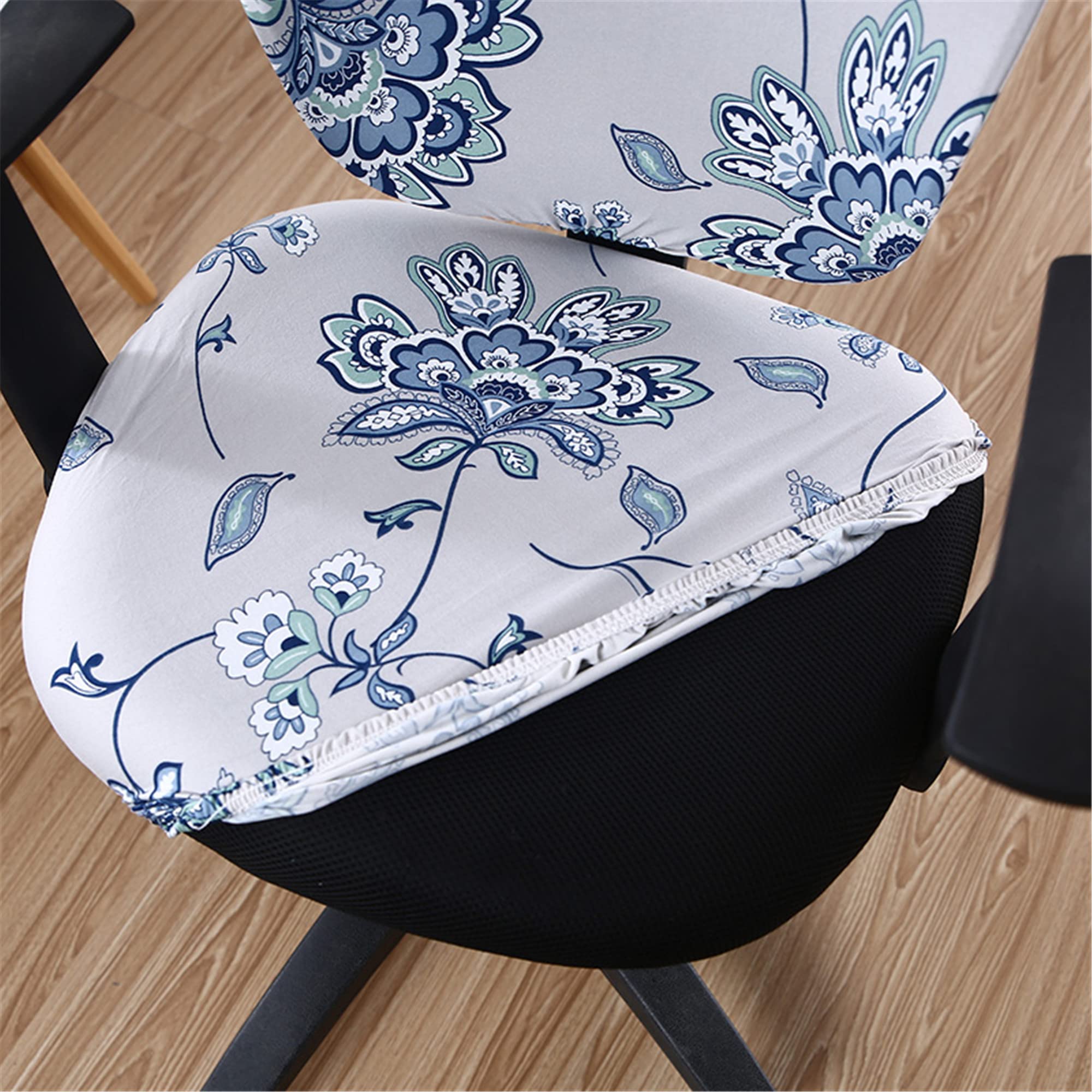 Jinzio Stretchable Polyester Office Chair Cover - Universal Split Protective Slipcover for Desk & Task Chairs, Light Grey Mimosa - Perfect for Home Office, Gaming & Conference Room Use