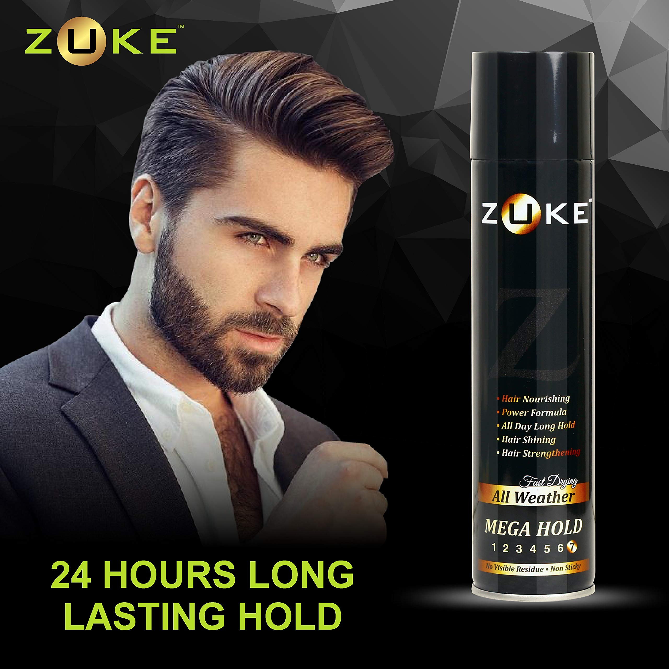 Zuke Strong Hold Power Hair Spray for Men & Women - 250ml | Long-Lasting Styling & Volume | Perfect for Parties, Weddings & Everyday Use