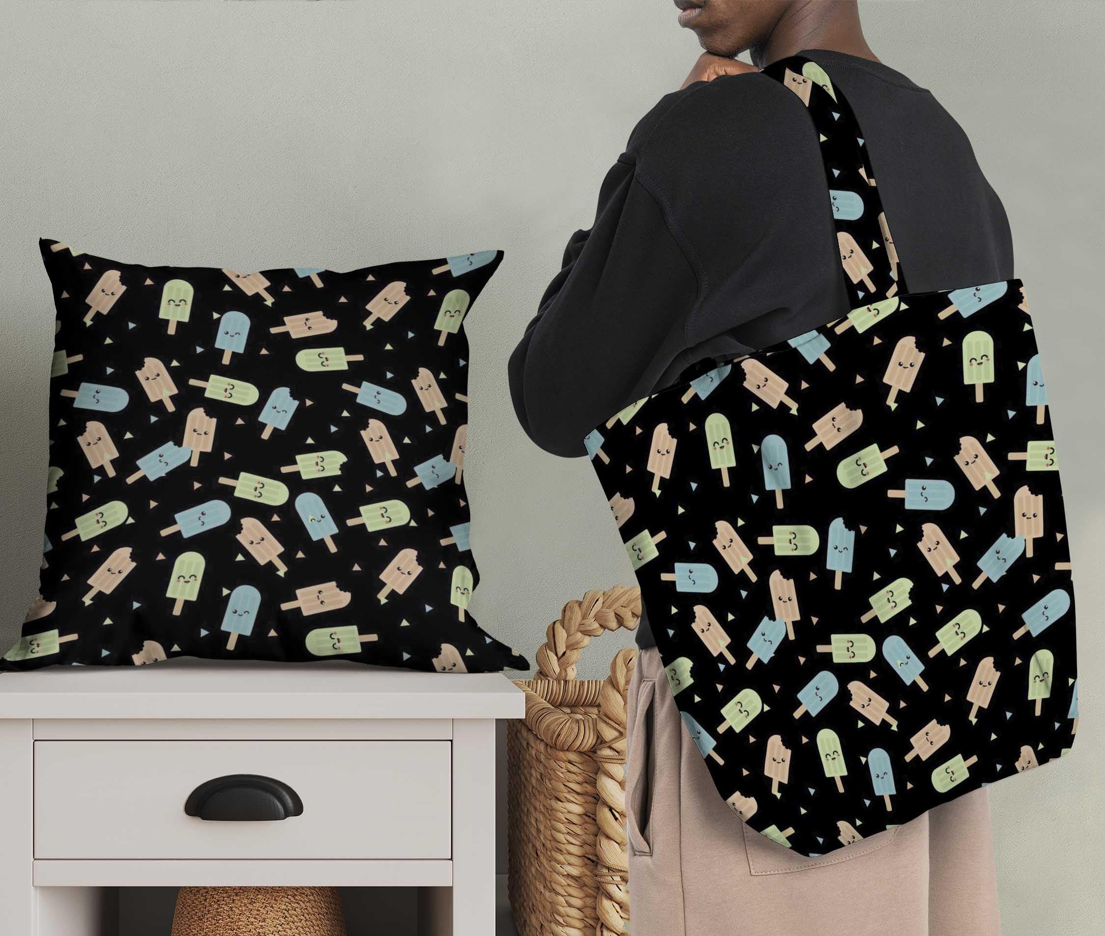 Soimoi Japan Crepe Black Fabric by The Yard - 42 Inch Wide Textured Peanut Butter Food Print Material - Nutty Playful Design for DIY Crafts, Sewing Projects, Quilting & Home Decor