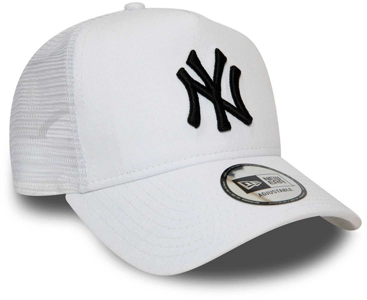 New York Yankees New Era Essential A-Frame White Trucker Hat - Adjustable Snapback Cap for Baseball Fans, Streetwear & Casual Outfits