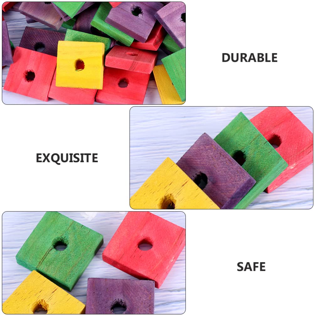 Balacoo 50pcs Natural Wooden Bird Chew Toys - Parrot Chewing Blocks, Puzzle Toys & Cage Accessories for Teething, Beak Trimming & Mental Stimulation - Perfect for Parrots, Cockatiels & Long-Tailed Birds