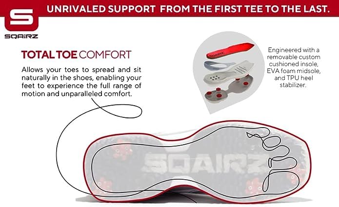 SQAIRZ Bold Men's Spiked Golf Shoes - Waterproof Athletic Golf Footwear with Replaceable Cleats for Enhanced Balance & Performance | Perfect for Golf Tournaments, Driving Range & Outdoor Sports