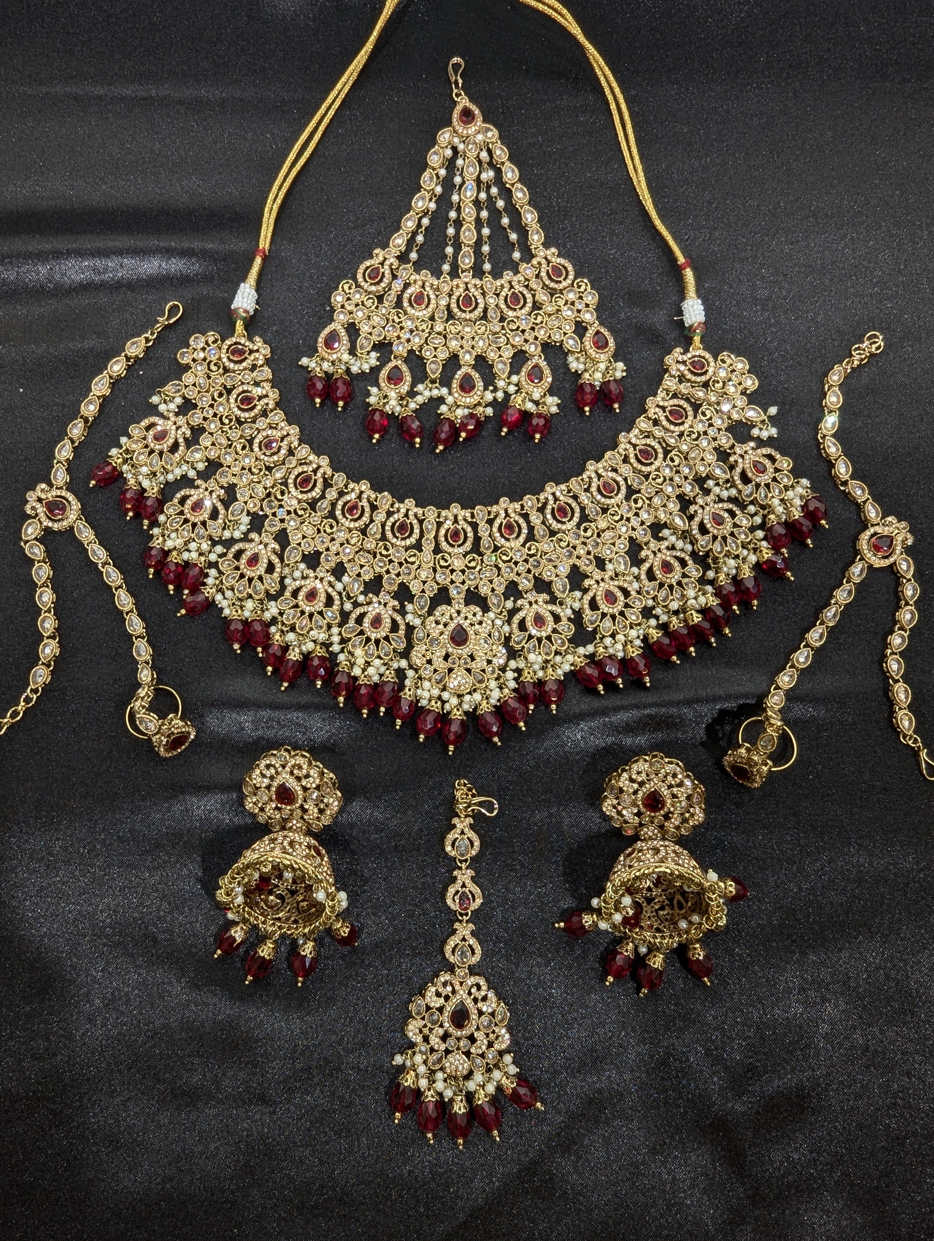 Aishani Polki Semi Bridal Set - Traditional Indian Jewelry for Weddings, Parties & Festive Occasions | Handmade Kundan Necklace & Earrings Set for Women