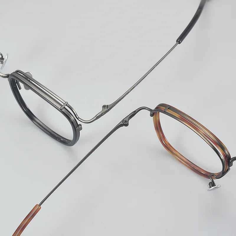 Stylish Black Unisex Square Titanium Acetate Eyeglasses Frame 6015 | Lightweight & Durable | Perfect for Work, Reading & Fashion Accessories