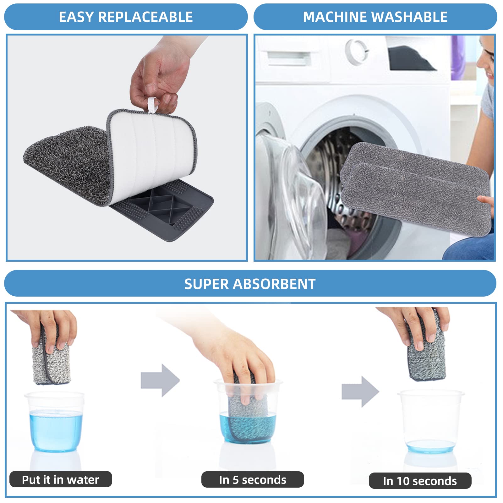 360° Spin Spray Mop for Hardwood Floors - Microfiber Floor Mop with 4 Washable Pads, Holder & Scraper - Wet & Dry Floor Cleaner for Dust, Spills & Stubborn Stains - Perfect for Kitchen, Bathroom & Tile Cleaning