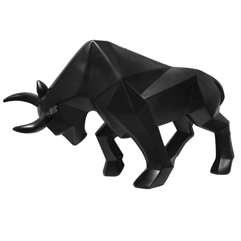 ASNOMY Polyresin Bull Statue - Modern Abstract Animal Sculpture for Home & Office Decor - Unique Geometric Figurine for Living Room, Bookshelf, or Desk Display - Perfect Gift for Art Lovers & Interior Design Enthusiasts