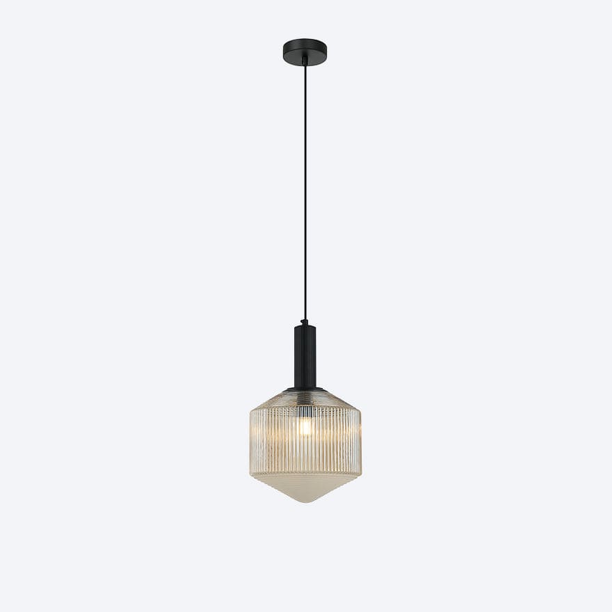Camilla Glass Ribbed Pendant Light - Elegant Hanging Fixture for Dining Room, Kitchen Island & Bedroom Decor
