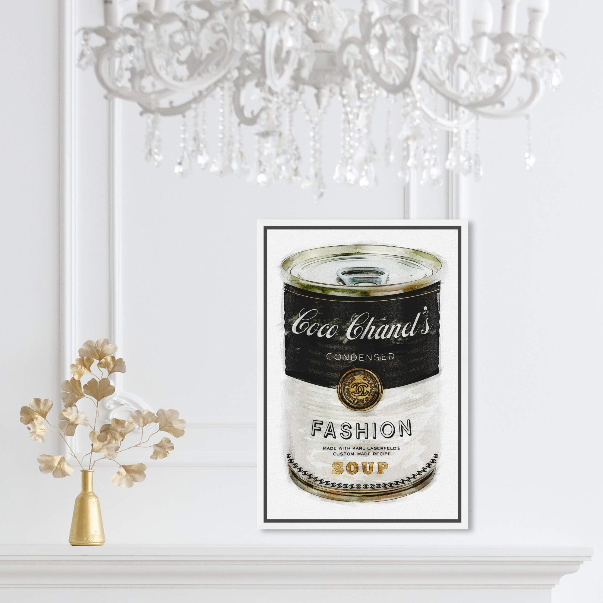 Oliver Gal Artist Co. Couture Road Sign Rococo Fashion Soup Wall Art - 10x15 Inches White Framed Canvas Print - Perfect for Living Room, Bedroom & Office Decor