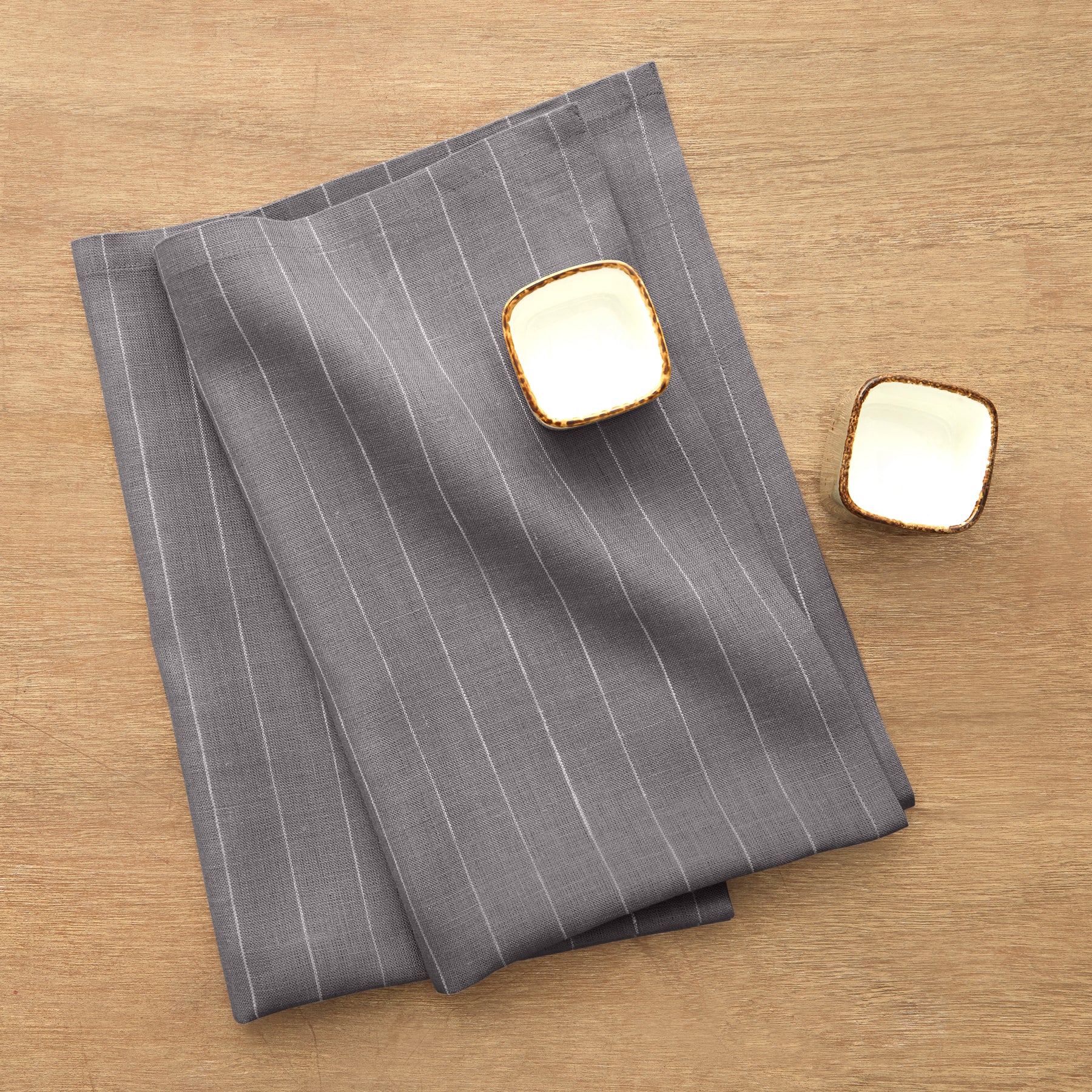 Premium Pinstripe Kitchen Towels Set of 2 - Absorbent Cotton Dish Towels for Drying Dishes & Cleaning - Perfect for Modern Kitchens & Housewarming Gifts