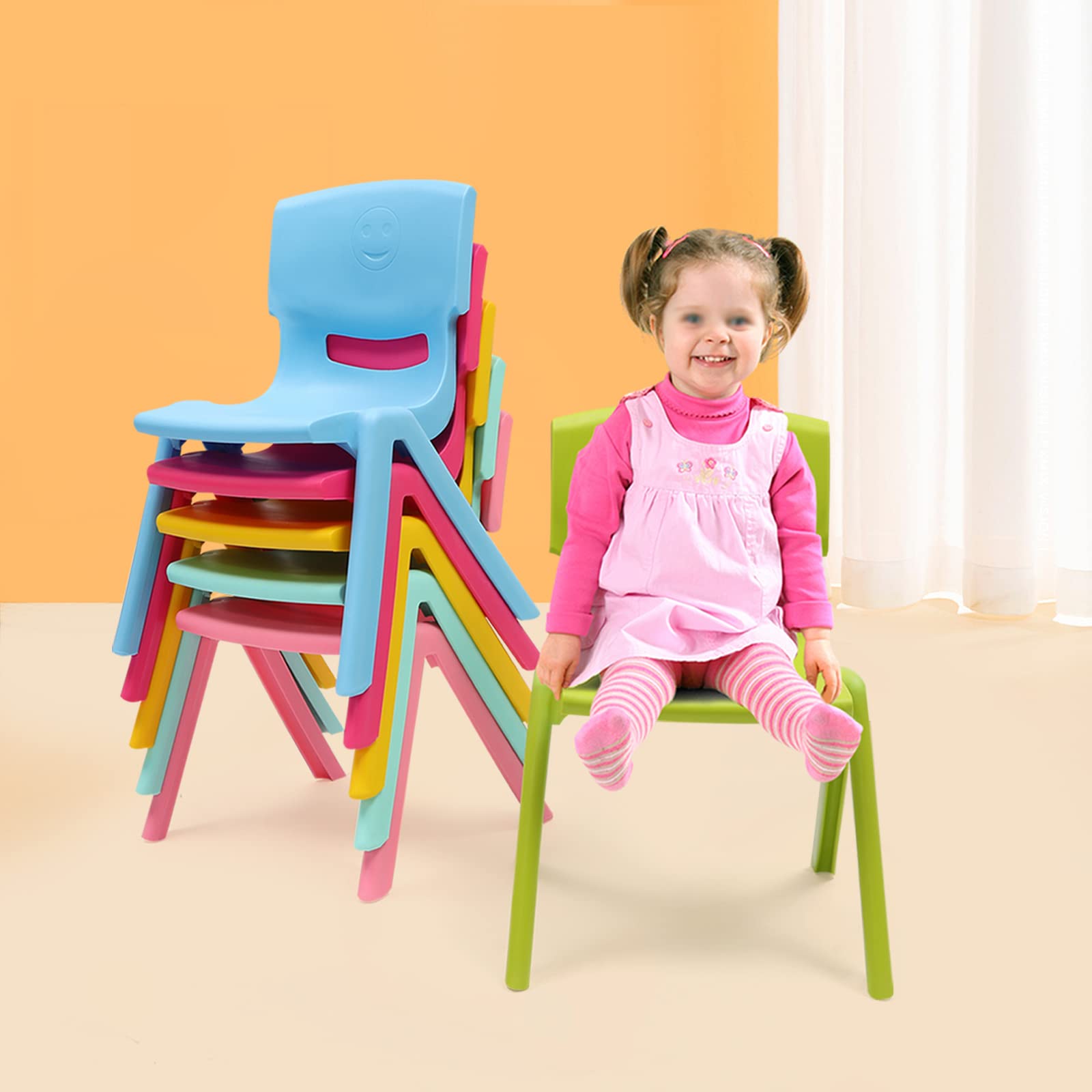 6Pcs Stackable Kids Chairs - Colorful, Ergonomic for Classroom & Home
