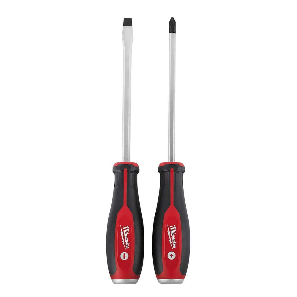 Milwaukee 48-22-2702 2-Piece Demolition Screwdriver Set - Slotted & Phillips Head with Steel End Caps - Ideal for Construction, Demolition & Heavy-Duty DIY Projects