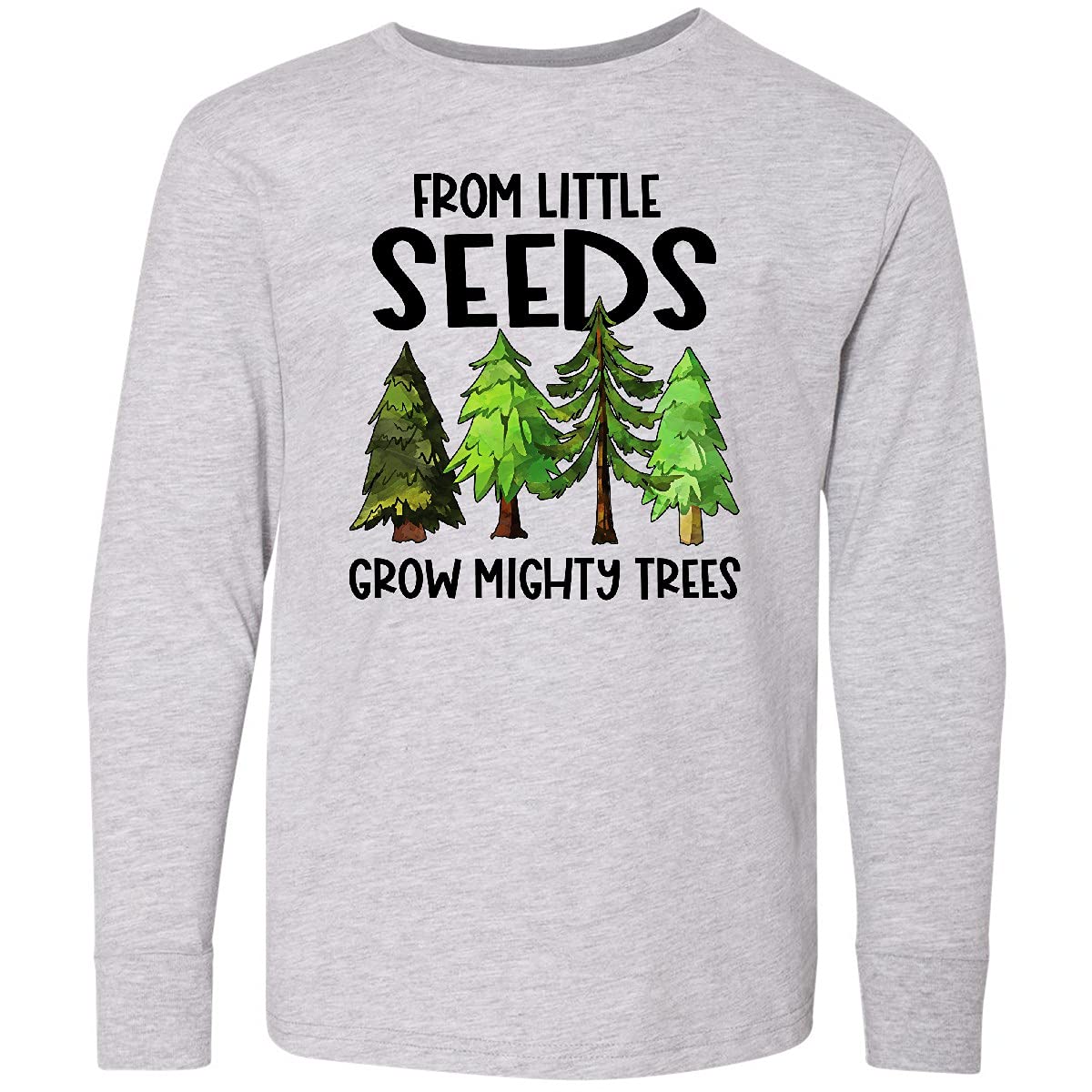 Inktastic Little Seeds Grow Mighty Trees Youth Long Sleeve T-Shirt - Comfortable Kids Graphic Tee for School, Play & Everyday Wear