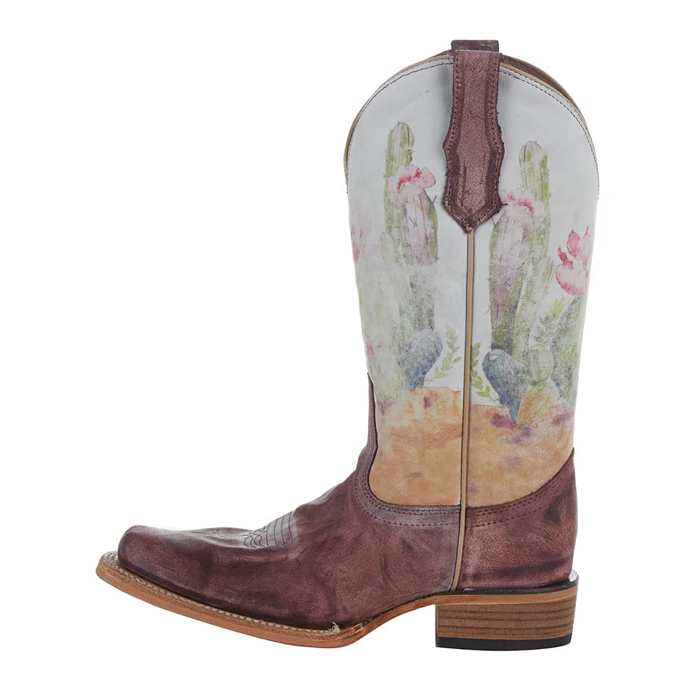 Women's Corral Boots - 11in Square Toe Western Boots in Wine Suede - Size 7.5 B - Perfect for Country Dancing, Rodeos & Cowgirl Fashion