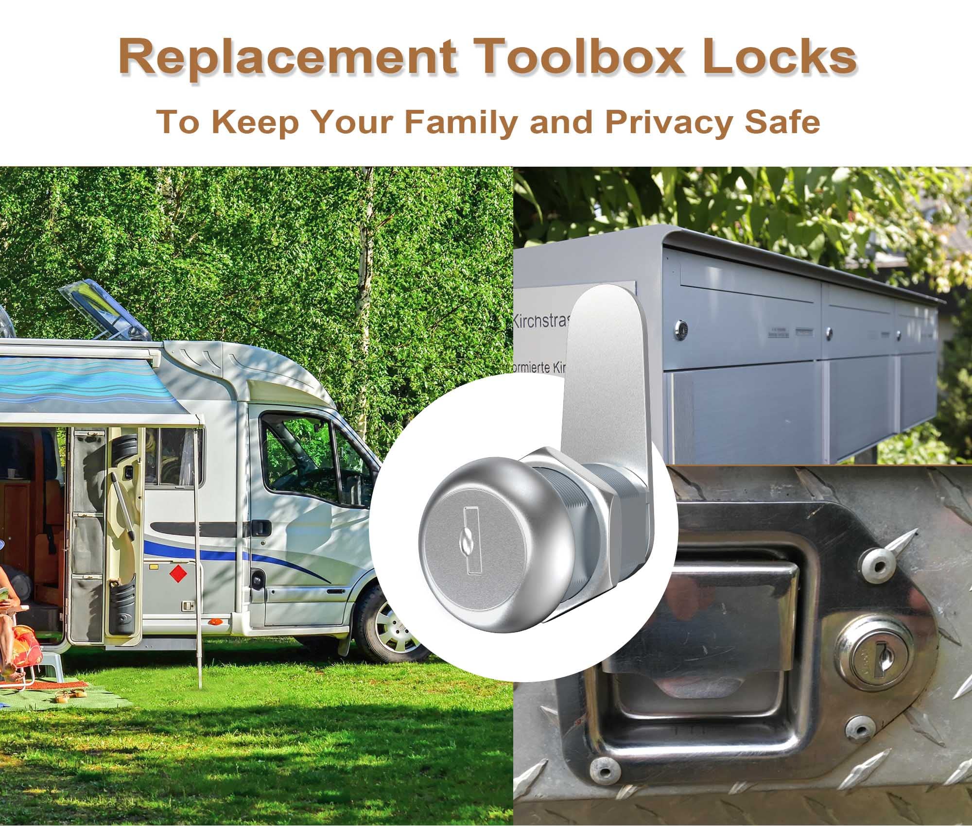 6-Piece Tool Box Lock Set with Keys - 1-1/8