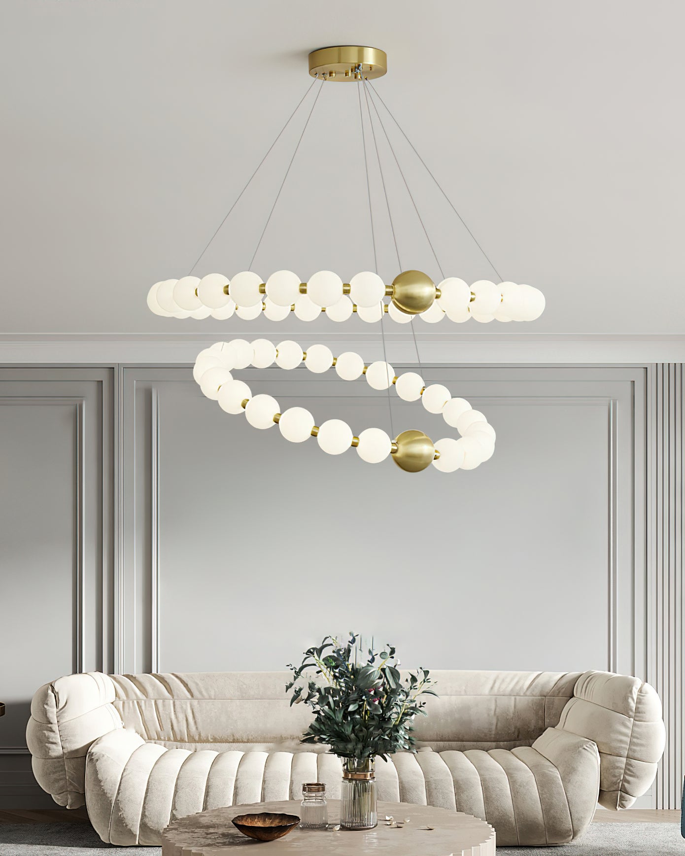 Aeyee Crystal Pearls Chandelier - Elegant Ceiling Light Fixture for Dining Room, Bedroom, Living Room & Wedding Decor