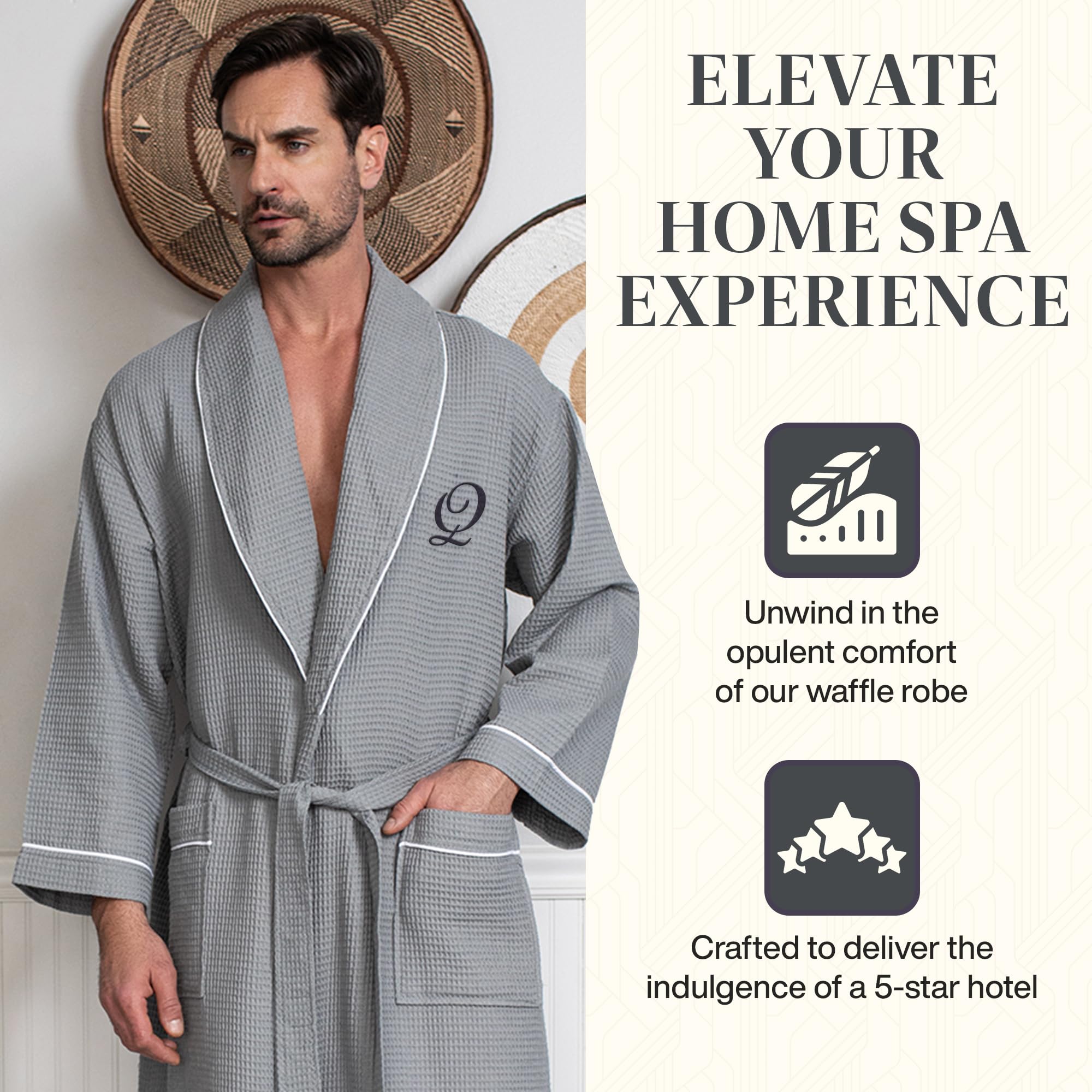 Premium Men's Cotton Waffle Bath Robe - Ultra Soft Luxury Spa Robe for Men | Perfect for Relaxation, Lounging & After Shower Comfort