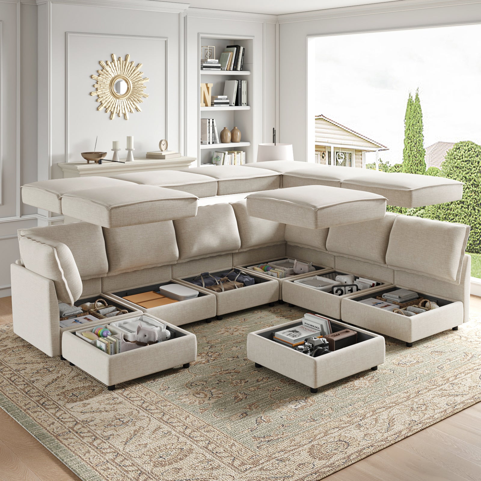 Harmetrix Oversized Soft Sectional Couch with Storage | Modern L-Shaped Sofa Bed with Hidden Compartment | Perfect for Living Room, Family Room & Small Spaces