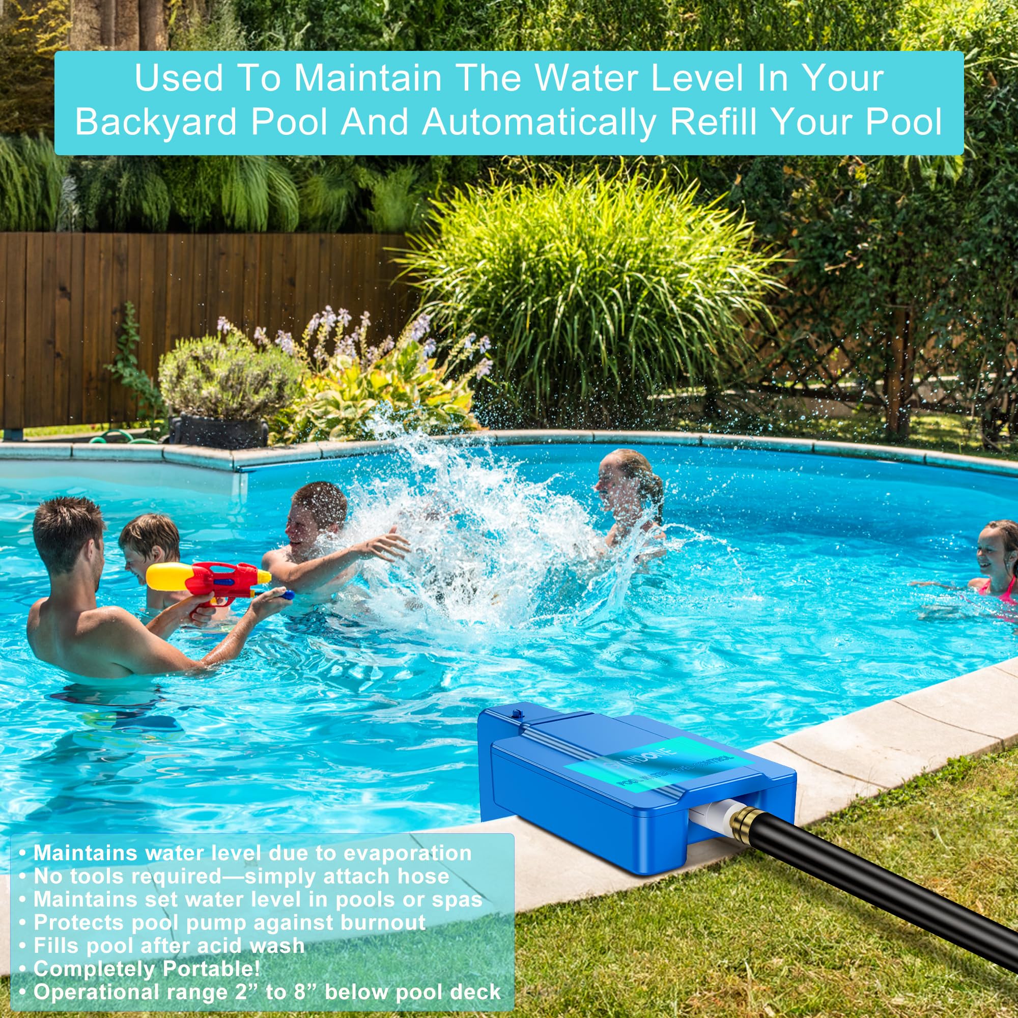 Automatic Inground Pool Water Leveler - Blue Auto Fill System for Precise Water Level Control, Ideal for Home and Commercial Pools