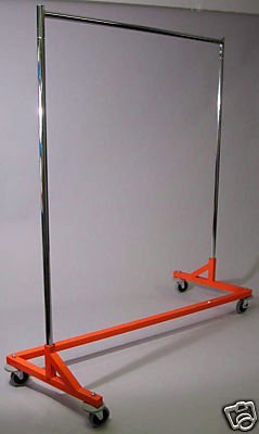 DFW Clothing Z-Rack Orange Base Rolling Garment Rack with Extra Hangrail - Perfect for Retail Stores, Boutiques, and Home Closet Organization