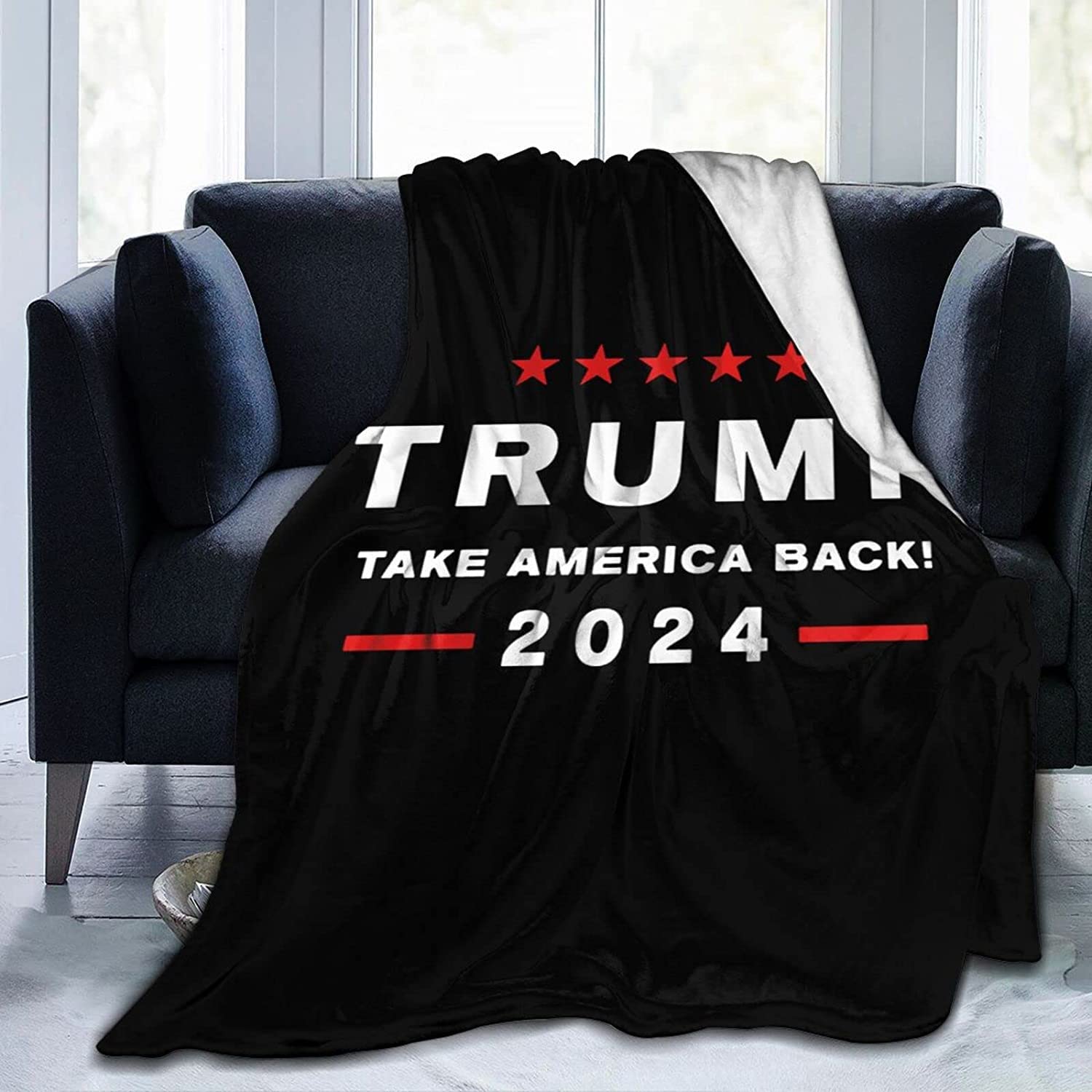 Trump 2024 Take America Back Blanket - Soft Lightweight Throw for Bed, Couch & Living Room - Perfect for Movie Nights, Camping & Home Decor
