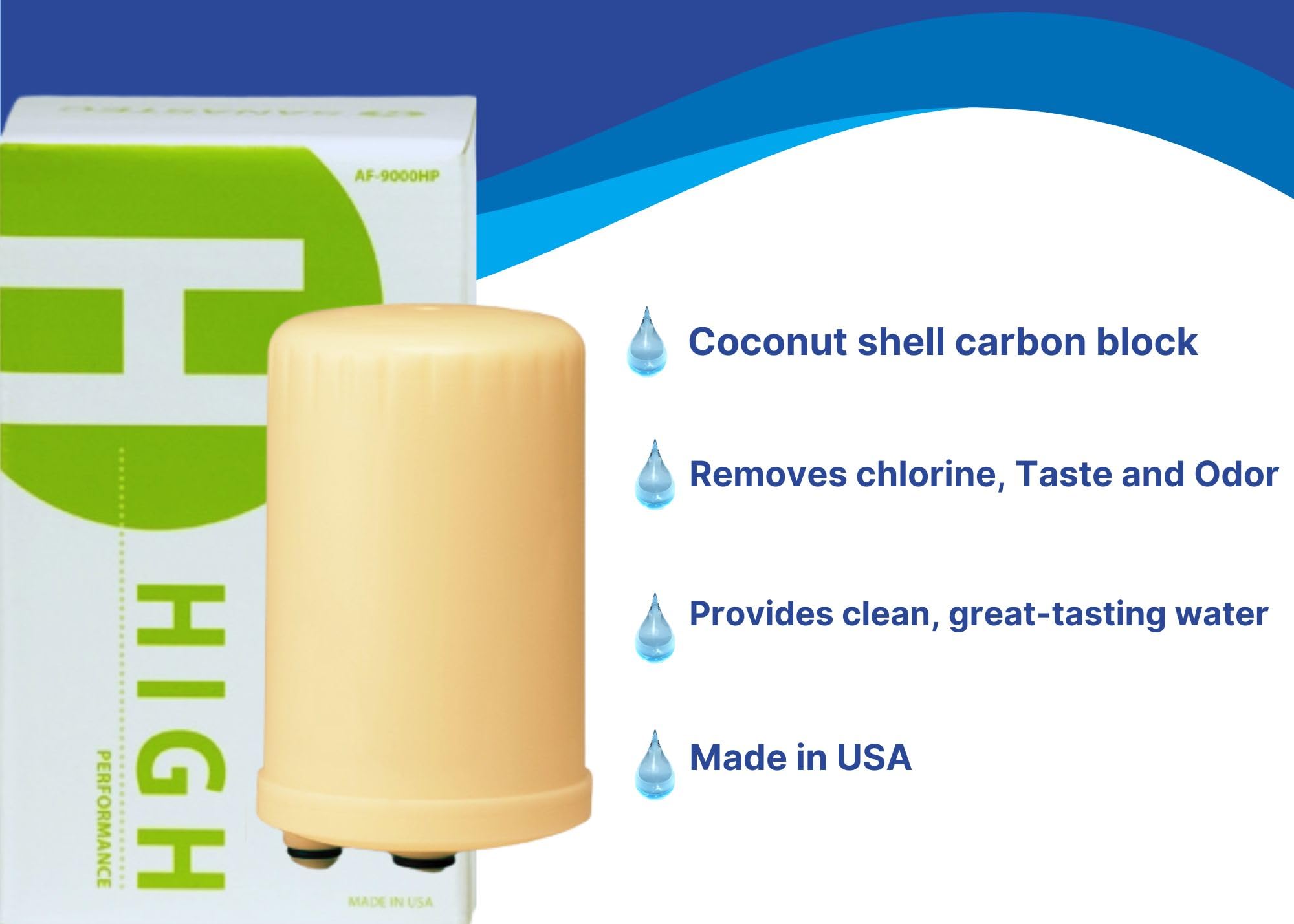 A2O Water - USA Made High Performance Water Filter Cartridge - Original HG Model - Compatible with Refrigerators, Under Sink & Whole House Water Filtration Systems