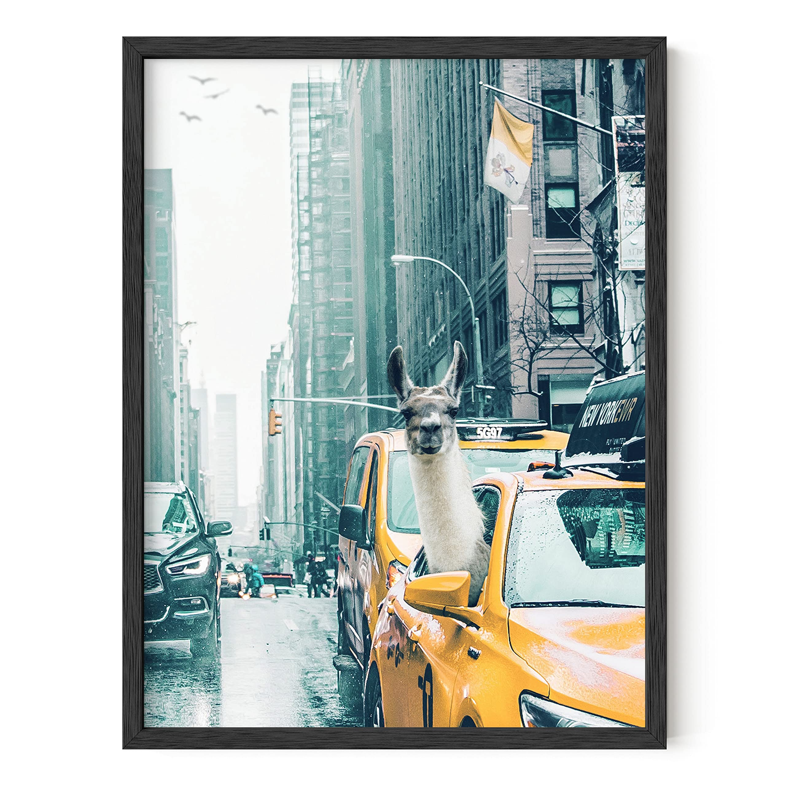 RipGrip Llama Taxi Wall Art Poster - Cool Dorm Decor for Boys Room, Unframed 12x16 Inches, Perfect for Teen Bedroom, College Dorm, or Kids Room Decoration