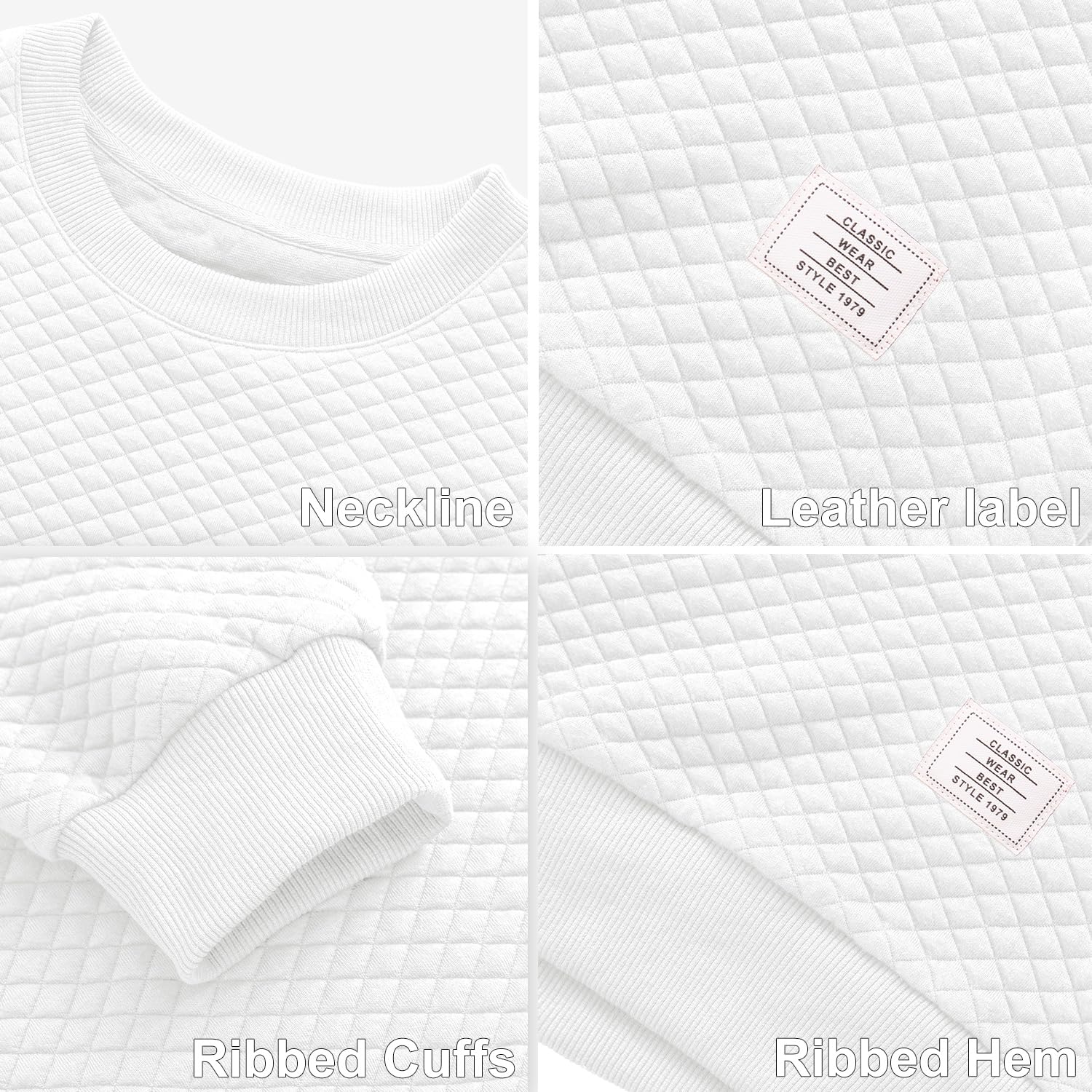 Men's Solid Color Diamond Grid Texture Crewneck Sweatshirt - Long Sleeve Casual Pullover Shirt for Everyday Wear, Street Style & Layering Outfits