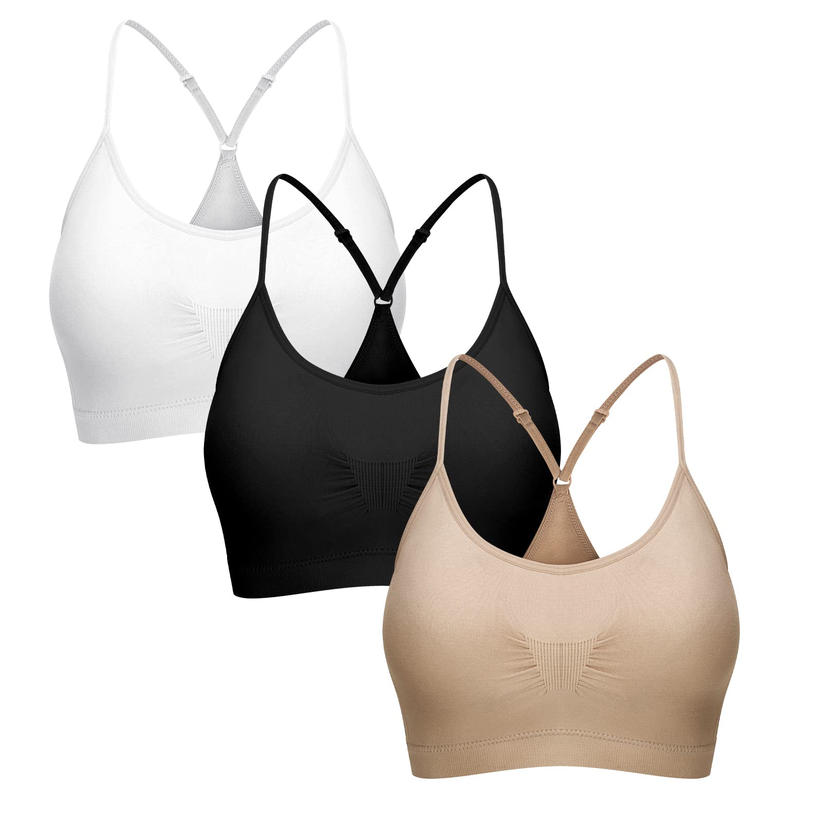 3 Pack Women's Yoga Sports Bra - Cross Back Sleep Bra with V Neck Cami Design, Wirefree Comfort for Workout, Lounge & Sleep | Activewear, Gym, Home Wear