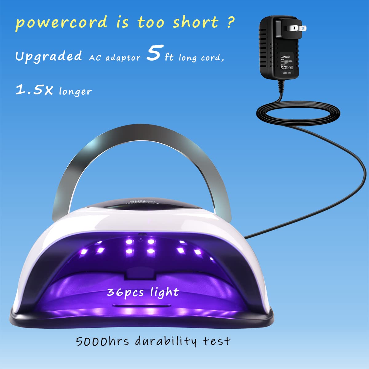 Professional 120W UV LED Curing Lamp - Fast Gel Nail Dryer Machine with 4 Timer Settings & Touch Screen for Salon & Home Use (White) - Perfect for Nail Art, Manicures & Pedicures