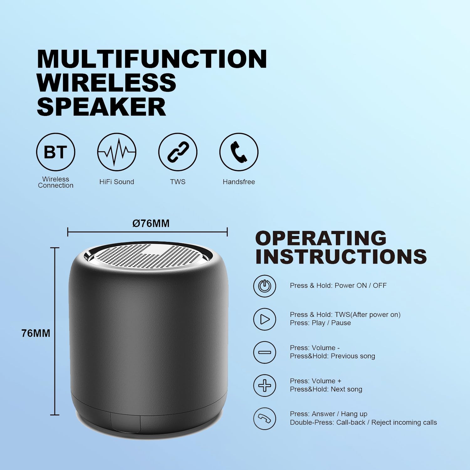 Premium Portable Bluetooth Speaker with 3D Stereo HiFi Bass - Wireless Waterproof Speaker for Shower, Pool, Beach, Travel, Party, BBQ & Outdoor Adventures - Bluetooth 5.0 Speaker for Home, Garden & On-the-Go Entertainment