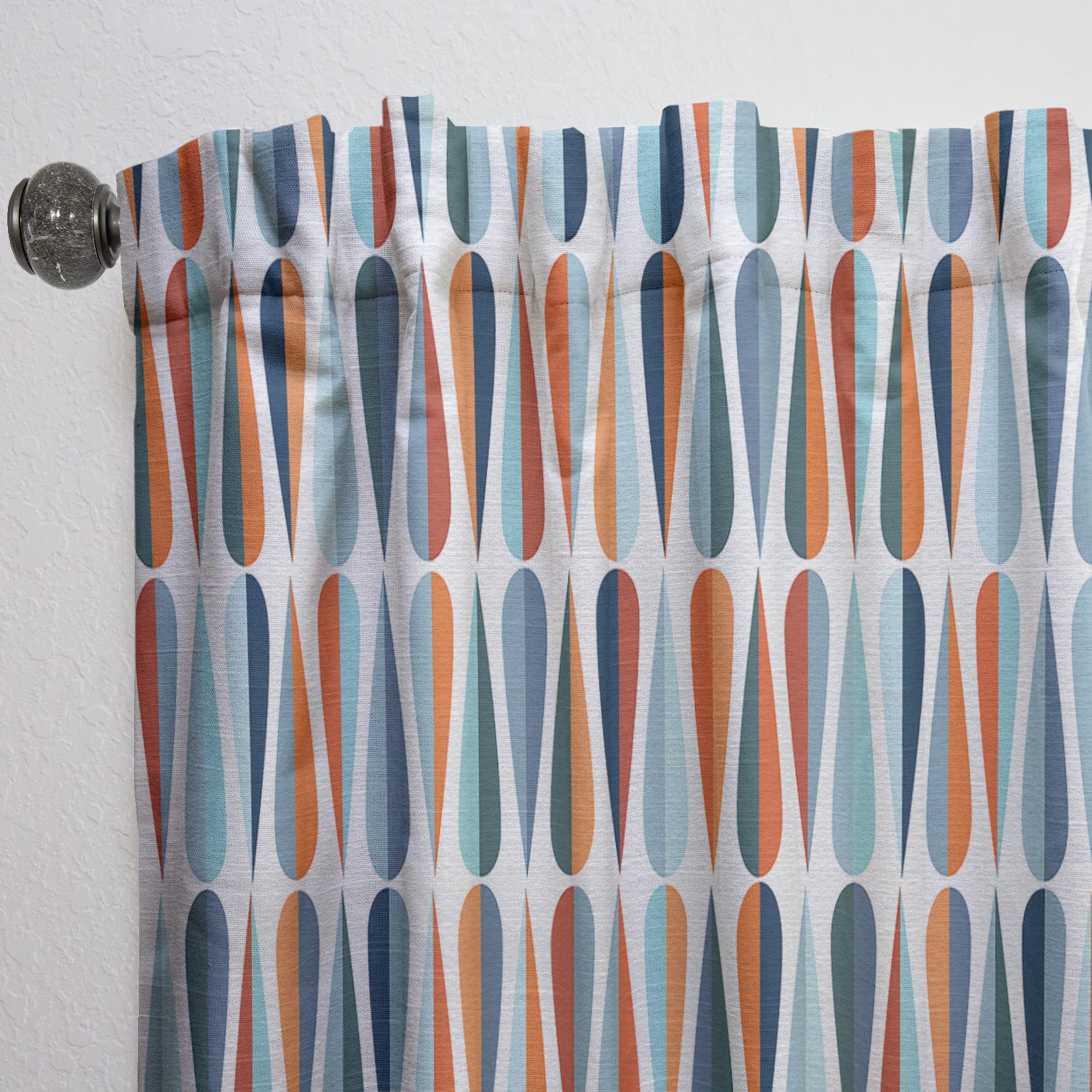 DesignQ Retro Abstract Drops V Thermal Insulated Curtains - Single Panel 52x63 Inches - Blackout Drapes for Bedroom & Living Room - Perfect for Home Decor, Privacy & Energy Efficiency