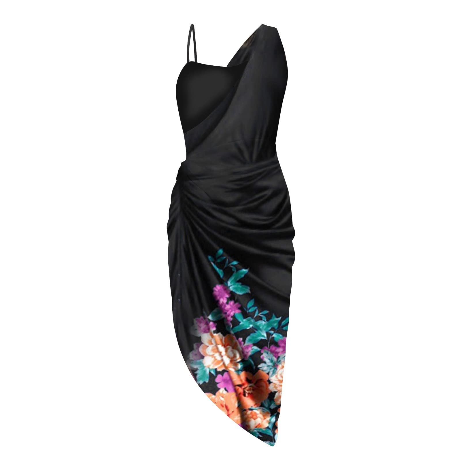 KUIOLYPOER Women's Sexy Sequin Slit Maxi Dress - One Shoulder Smocked Cocktail Dress for Summer Wedding Guest | Perfect for Beach Parties, Evening Events & Formal Occasions
