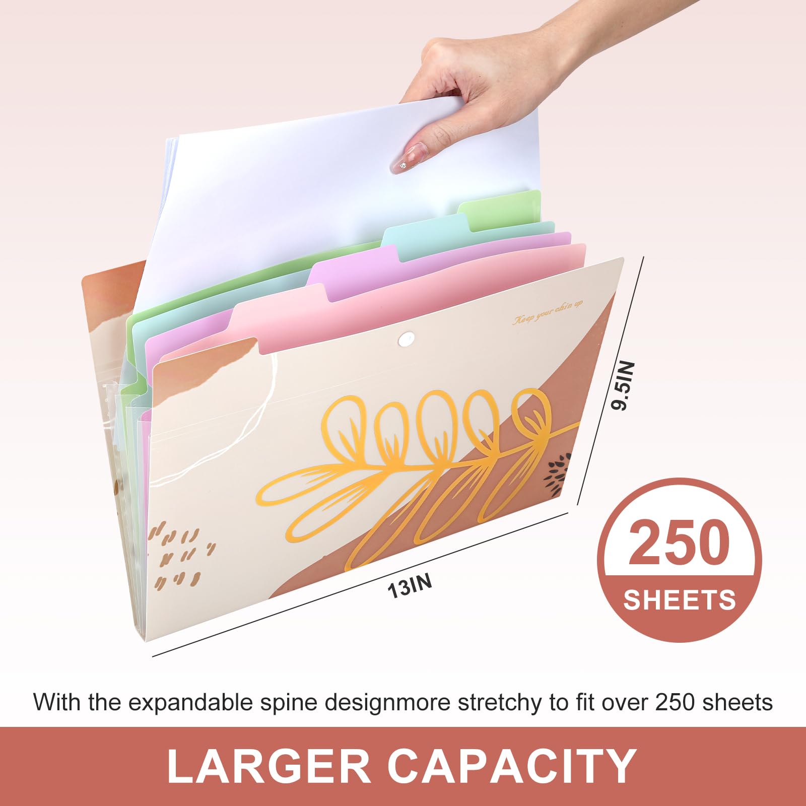 Ddaowanx Expanding File Folder - Letter & A4 Size Plastic Accordion Organizer with 5 Pockets, Labeled Document Holder for School, Office & Home (Bohemian Print) | Perfect for Organizing Bills, Receipts, School Papers & Important Documents