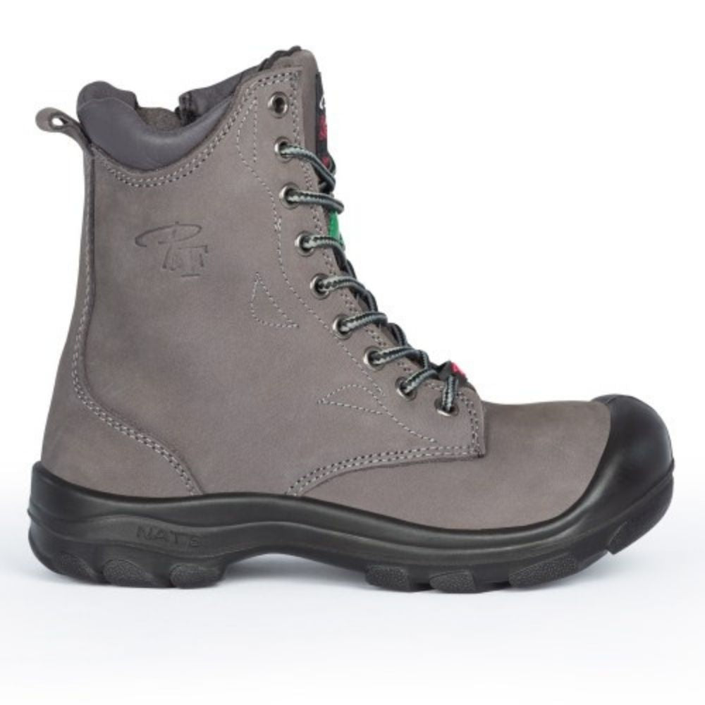 P&F S558 Women's 8 Steel Toe Work Boots with Side Zipper - Comfortable Safety Shoes for Construction, Warehouse & Outdoor Work (Khaki)