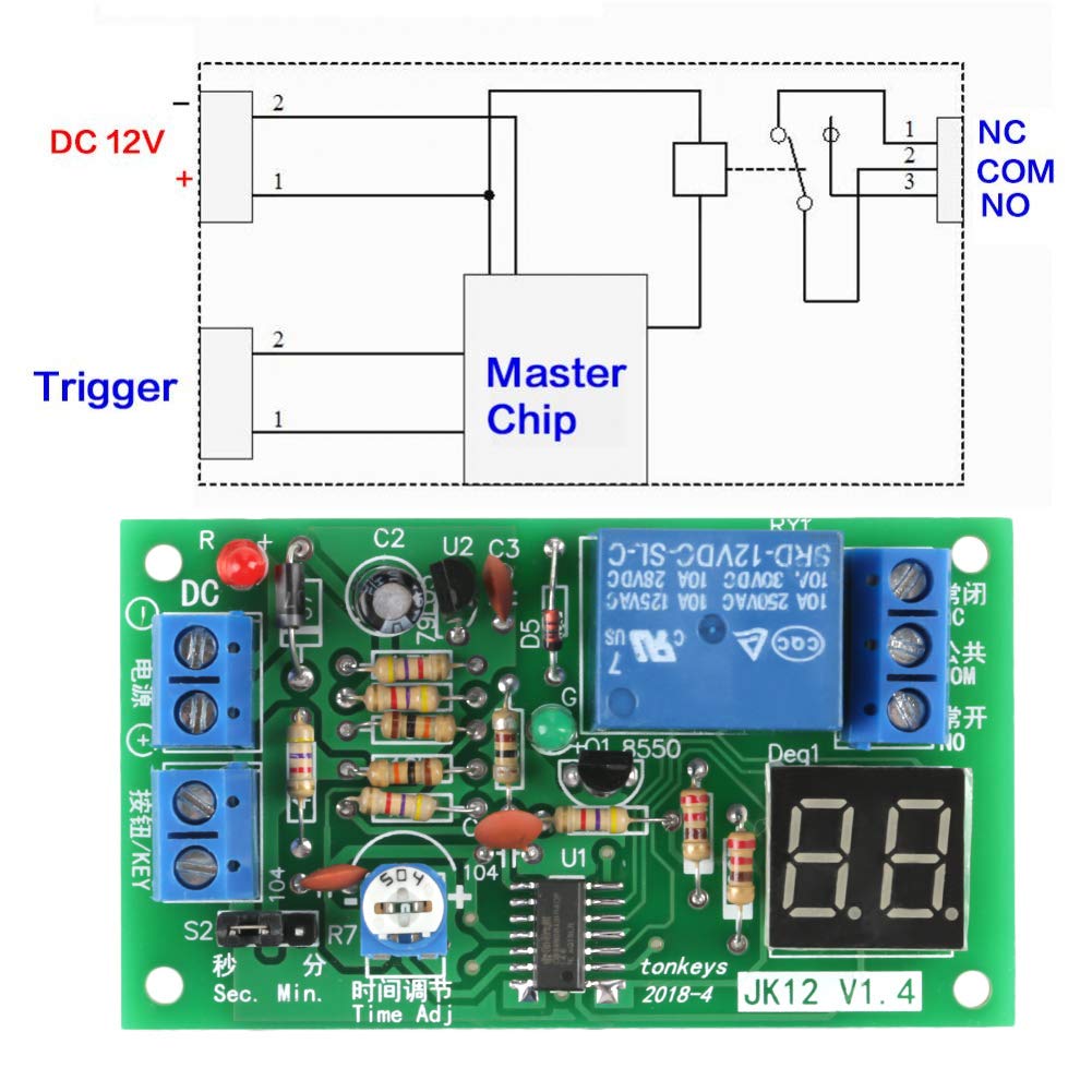12V DC Timer Relay Switch Module with LED Display - Adjustable Countdown & Delay Turn Off for Smart Home, DIY Projects, and Automation Control