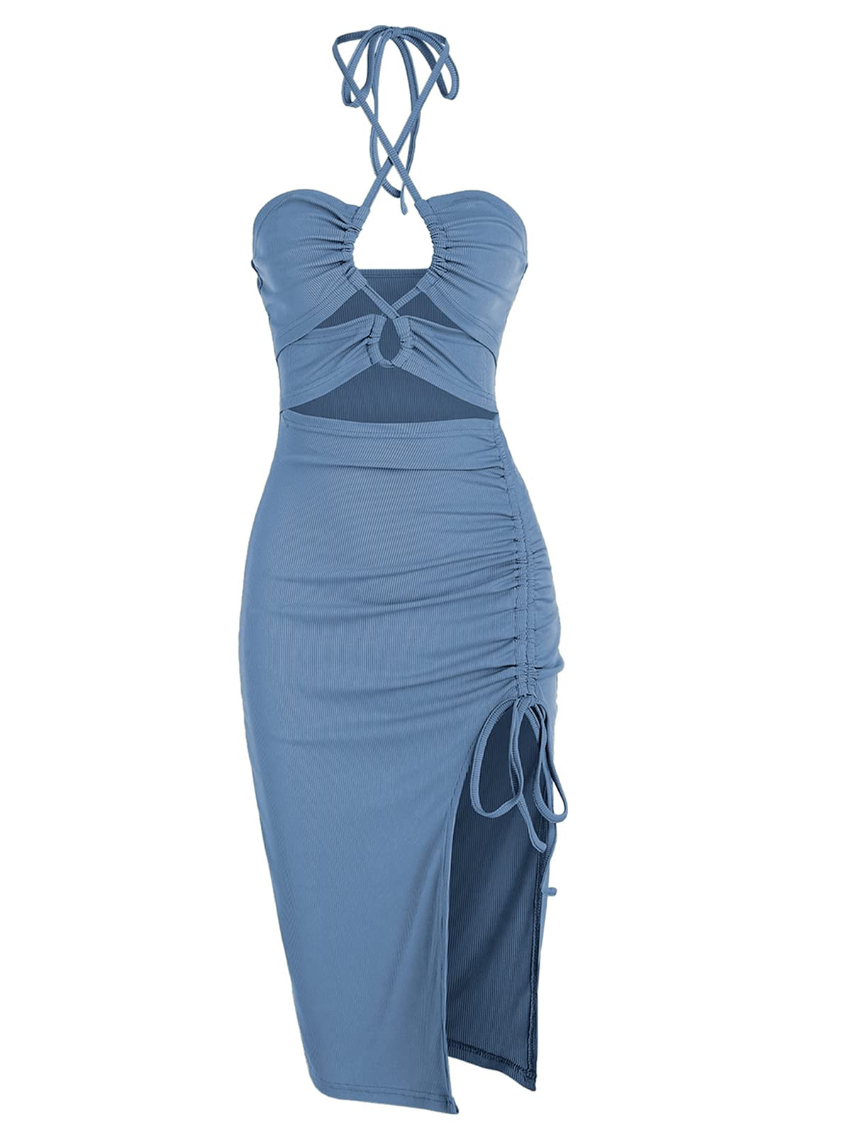 ZAFUL Women's Sleeveless Midi Dress - Sexy Halter Neck Criss Cross Cami Party Dress for Women | Perfect for Summer Outings, Beach Vacations & Cocktail Parties